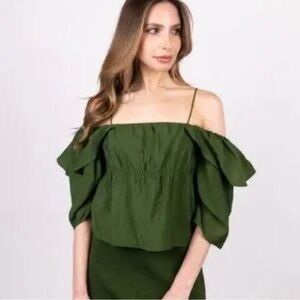 NWT Vince Paneled Off the‎ Shoulder Cami Green M reg $275